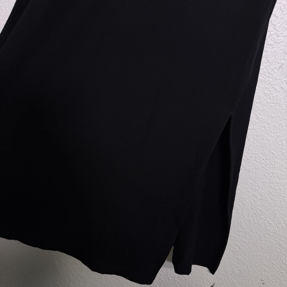 Travis Mathew Cloud Rib Retreat Dress Womens Large Black Rib Knit Midi NEW - Picture 6 of 11